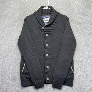 Earnest Sewn Cardigan Sweater Mens Size 1 Gray Merino Wool Blend Shawl Collar